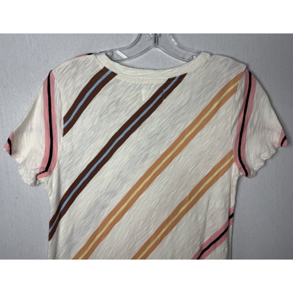 Lou & Grey Womens Small Striped Slub Knit Short Sleeve T-Shirt Maxi Dress Ivory - Picture 4 of 6